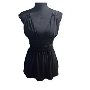 Express Black Pleated Cut-Out Blouse – Chic Evening Top